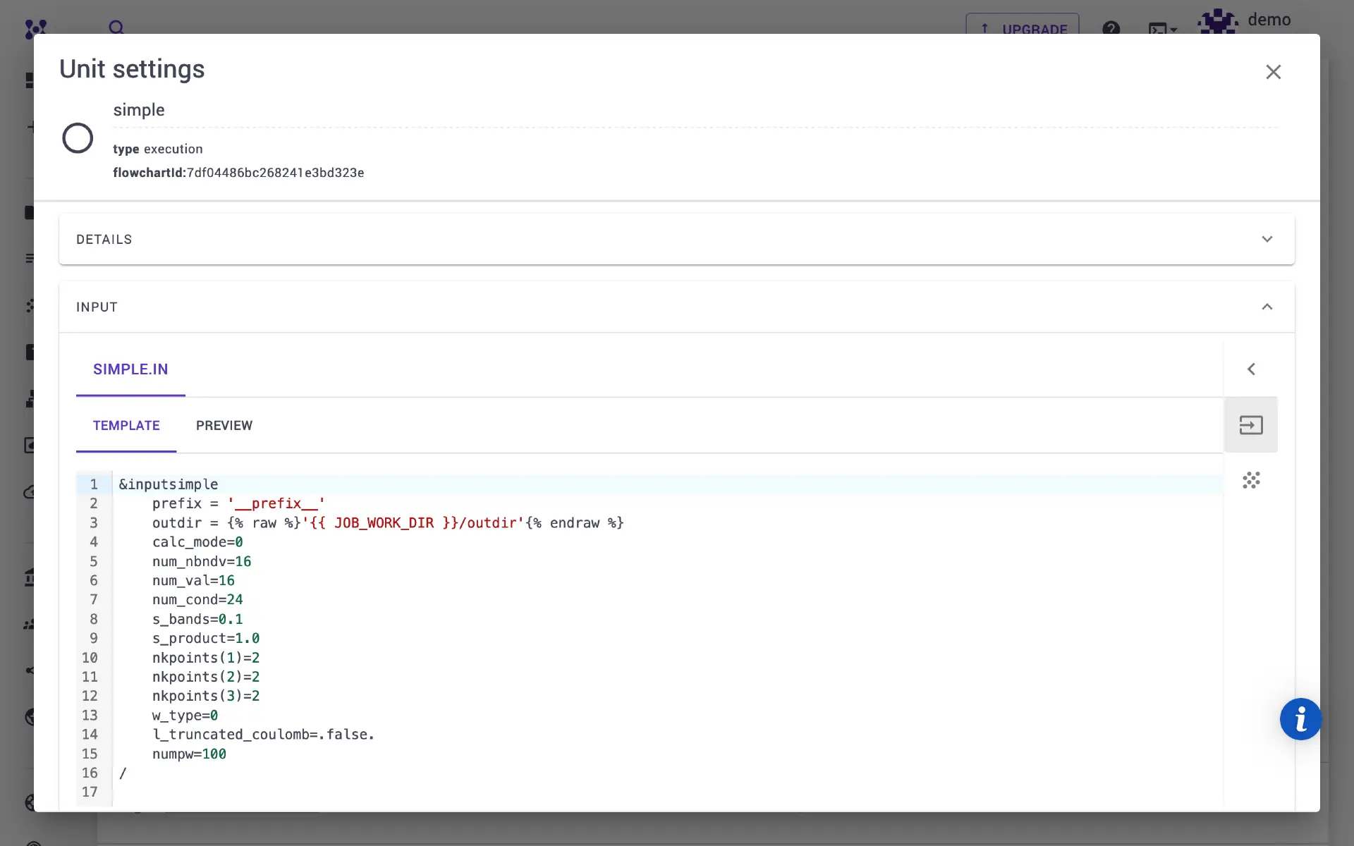 Simple.x input template
